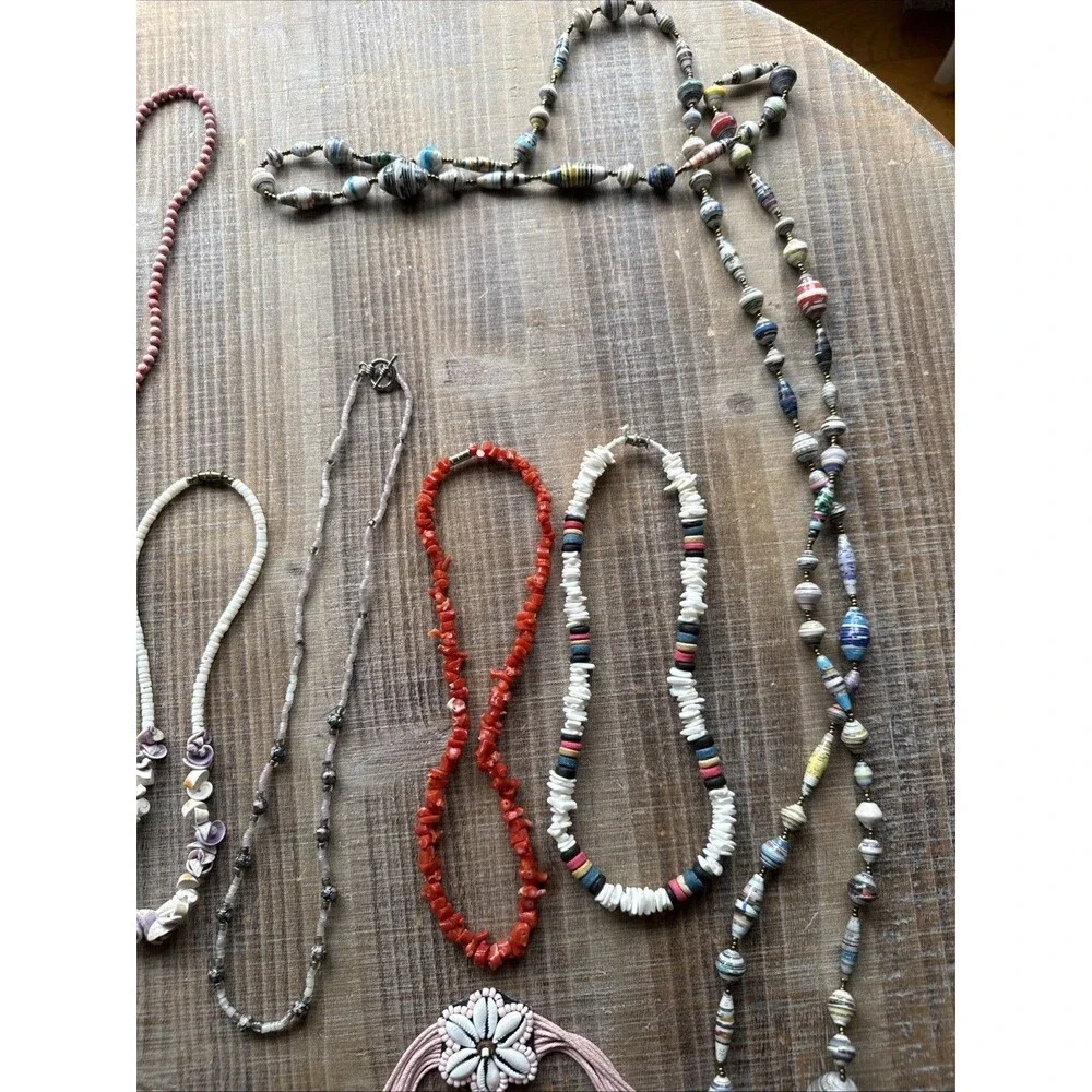 Vintage Puka Shell And Beaded Jewelry Lot (7) Beach Bohemian Shells Coastal